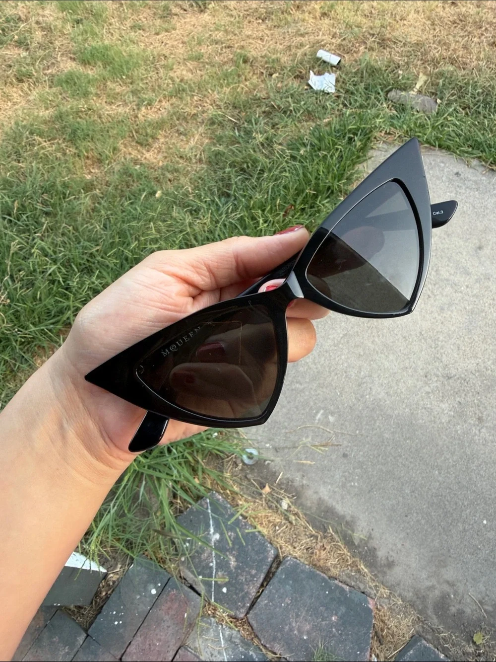 Alexander McQueen Oversized Black Cat-Eye Sunglasses